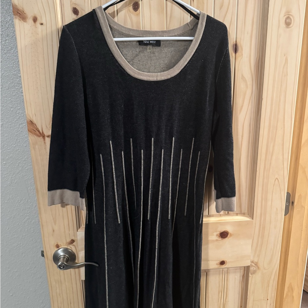 Nine West Black and Tan Long Sleeve Dress